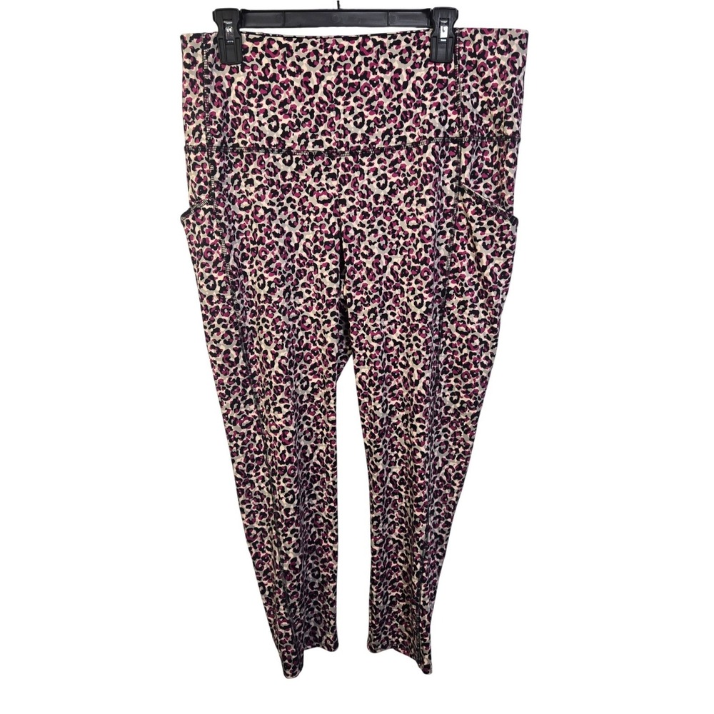 Chico's Zenergy Leggings Pink Speckled Animal So Slimming Crop Pockets Chicos 2‎